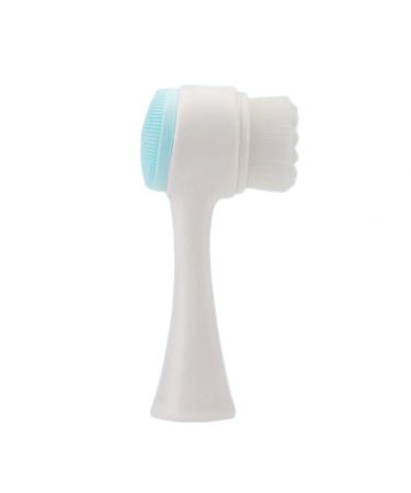 USB Manual Facial Cleansing Brush 2-in-1 Skin Care face Brush Silicone Facial Scrubber Manual Dual Face Wash Brush for Deep Pore Exfoliation Massaging (Blue/Pink)-Blue Blue Pink
