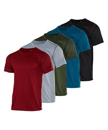 Real Essentials 5 Pack: Men s Mesh Performance Quick Dry Tech Stretch Ultra-Soft Breathable Short Sleeve Crew Active T-Shirt X-Large Set 11