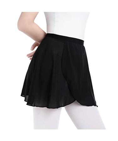 Soudittur Girls Ballet Skirt Women Chiffon Dance Skirt Pull On for Toddler Girls Women Black Large