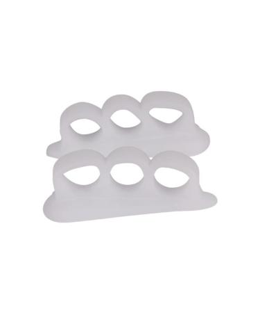 Ciwanning Toe Separator Three Holes Toe Corrector Toe Straightener for Curled Toes Overlapping Toe Blisters Relief White 1 pair