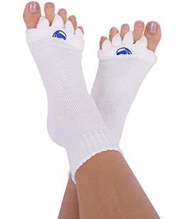 Foot Alignment Socks with Toe Separators by My Happy Feet | for Men or Women | White White Small White S