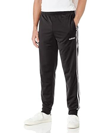 adidas Men's Essentials 3-Stripes Tapered Cuffed Pants Black/White Large