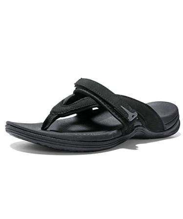 UTENAG Womens Arch Support Flip Flops | Ladies Orthotic Thong Sandals 6 Black