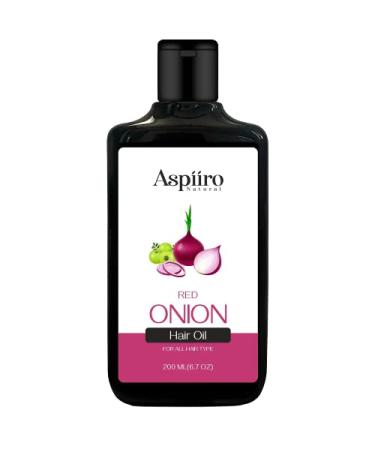 Aspiiro Natural Onion Hair Oil For Hair Growth and Anti Hair Fall - 6.7 Ounce | Ayurvedic Indian Onion Juice Hair Oil With Castor Oil  Coconut Oil  Amla Oil & Jojoba Oil For Black Women & Men | For Dry Scalp and Hair  Sl...