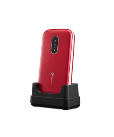 Doro 6820 4G Unlocked Flip Mobile Phone for Seniors with Talking Number Keys 2MP Camera Assistance Button and Charging Cradle UK and Irish Version - RED/WHITE