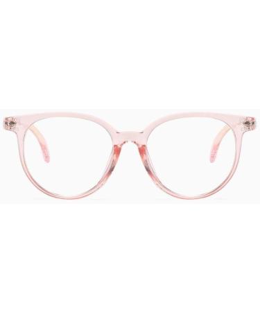 Blue Light Blocking Designer Reading Glasses - Pink +250 Anti-Glare Computer Eyewear - Stylish Round Flat Light Mirror Design - Buy Online on GoSupps.com