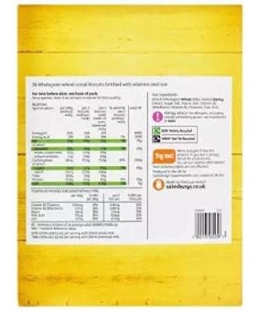 Sainsbury's Whole Grain Wheat Biscuits 430g - 24 whole grain wheat cereal biscuits fortified with vitamins and iron - Buy Online on GoSupps.com