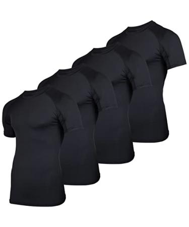 4 Pack: Men's Short Sleeve Compression Shirt Base Layer Undershirts Active Athletic Dry Fit Top X-Large Set a