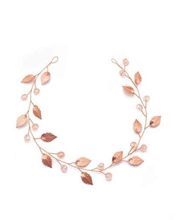 GraceWedding Bridal Jewelry | Vintage Red Gold Hair Accessories for Long Hair | Climbing Plants Design | 38 cm Crystal Rose Gold Hair Jewelry - Buy Online on GoSupps.com