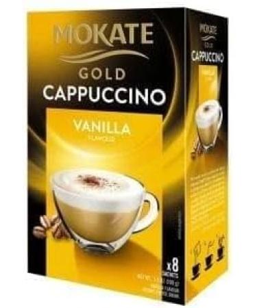 Mokate Gold Cappuccino Selection of 5 flavours Caramel Classic Hazelnut Vanilla Unsweetened 5x 8 Sachets - Buy Online on GoSupps.com