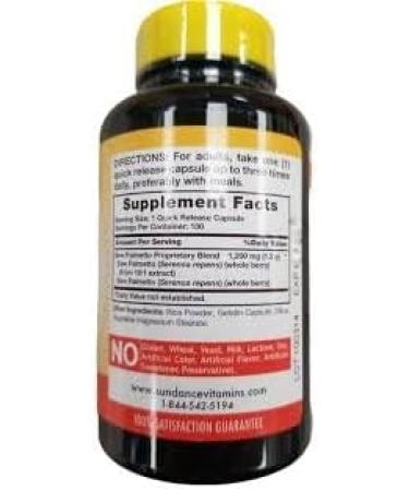 Sundance Vitamins Saw Palmetto 1200 mg - 100 Capsules Pack of 2 - Buy Online on GoSupps.com