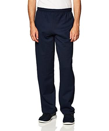 Gildan Adult Fleece Open Bottom Sweatpants with Pockets, Style G18300 Large Navy