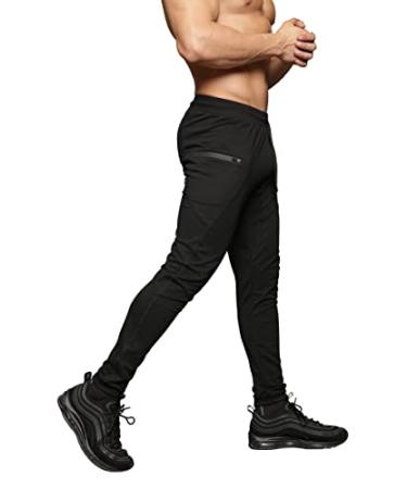 MAIKANONG Mens Slim Fit Joggers Tapered Sweatpants for Gym Running Athletic Black Medium