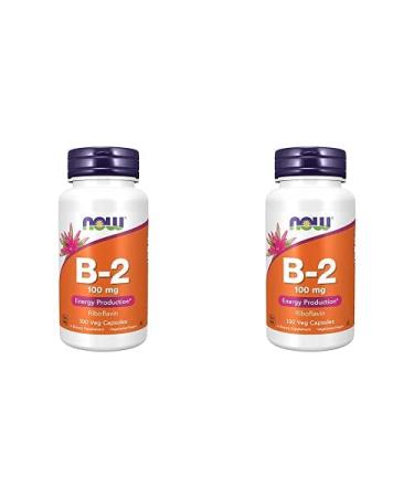 NOW Supplements Vitamin B-2 (Riboflavin) 100 mg Energy Production* 100 Veg Capsules (Pack of 2)