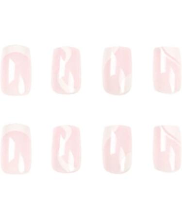 24pcs French Tip Short Square False Nails - White Press On Nails for Women & Girls | Acrylic Full Cover Nail Art | Removable Glue-on Fake Nails - 0199Y08 - Buy Online on GoSupps.com