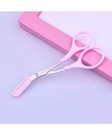 KDDOM Stainless Steel Eyebrow Scissors with Comb - Curved Trimmer for Grooming (Pink) - Buy Online on GoSupps.com
