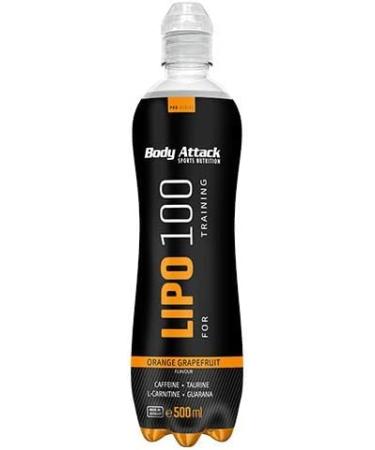 Body Attack Lipo-100 Drink 500ml - Sugar-Free Grapefruit Soft Drink with Caffeine Choline & L-Carnitine - 18 Pack - Buy Online on GoSupps.com