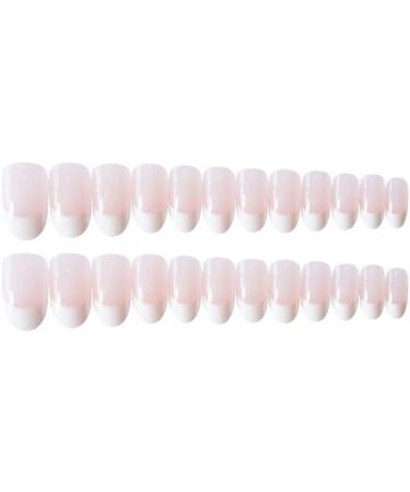 White round headed French False nails Press on Nails with Nail Tips Acrylic False Nails Cute Artificial Nails for Women and Girls - Buy Online on GoSupps.com