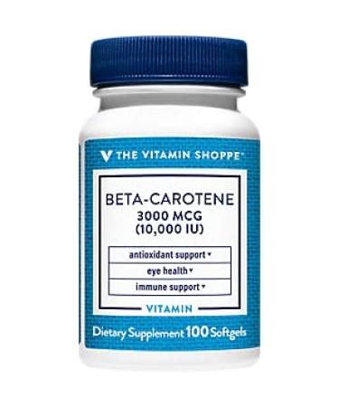 The Vitamin Shoppe Beta-Carotene 3,000 MCG (Vitamin A), Antioxidant Support for Vision & Immune Health (100 Softgels)