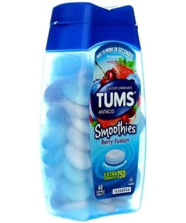 TUMS Extra Strength Smoothies Berry Fusion 750 mg Antacid Tablets - 60 Ct (Pack of 1) - Buy Online on GoSupps.com