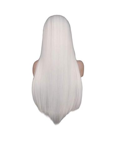 SUNNYBLUEE Long Straight Middle Wig Lady Black White Pink Orange Purple Gray Hair Heat Resistant Synthetic Hair Wig white