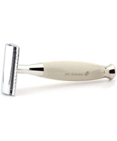 JAG Ivory Shaving Kit - Premium Shaving Set for Men & Women | Double Edge Safety Razor Synthetic Brush & Leather Case - Buy Online on GoSupps.com