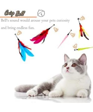 OODOSI Cat Wand Toy, Interactive Cat Toys with 2 Poles & 9 Attachments Worm  Feathers, Cat Feather Toy for Kitten Cat for Indoor Cats