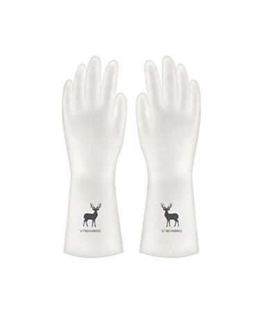 Gloves Transparent White Household Washing Dishes and Clothes Waterproof Plastic Household Cleaning Non Slip Durable high Temperature Resistant Thin Gloves Transparentwhitedeer