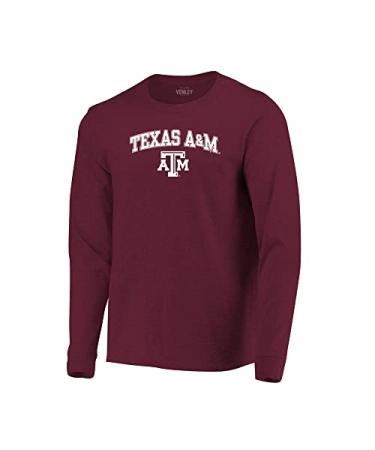 Venley NCAA University/College Crewneck Women/Mens Long Sleeve T-Shirt Large Texas A&m University Aggies - Heather_maroon