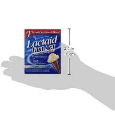 Lactaid Fast Act Lactose Intolerance Relief Caplets - 32 Travel Packs of 1-ct | Lactase Enzyme for Fast Relief - Buy Online on GoSupps.com