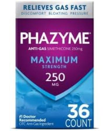 Buy Phazyme Maximum Strength Gas Relief - 250 mg Simethicone 36 Fast GELS x 4 Pack | International Shipping Available - Buy Online on GoSupps.com
