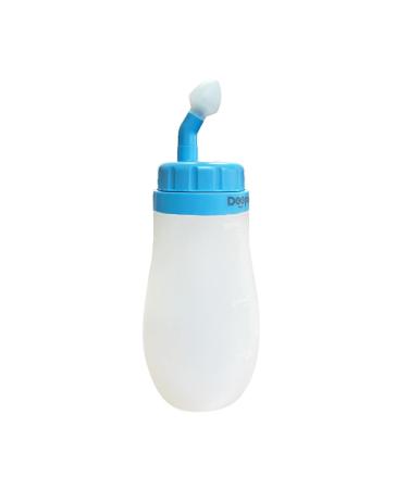 Soft Tip Neti Pot Squeeze Bottle Nasal Wash Bottle Sinus Rinse Pressure Irrigation with Thermometer Sticker for Adult & Kid 300ml with 30 Nasal Wash Saline Packets (Light Blue)