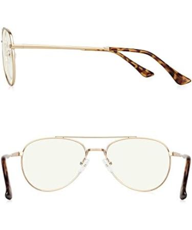 Shop Blue Light Aviator Reading Glasses for Men & Women - Metal Frame Spring Temples Gold Bridge (1.5x) | International Shipping - Buy Online on GoSupps.com