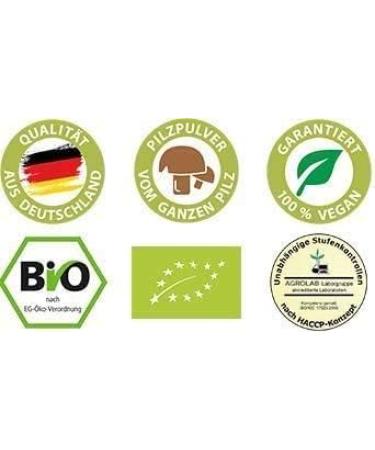 MycoVital Organic Shiitake Mushroom Powder Capsules - 93 Vegan 450mg - German Cultivation 100% Pure & Additive-Free - Buy Online on GoSupps.com