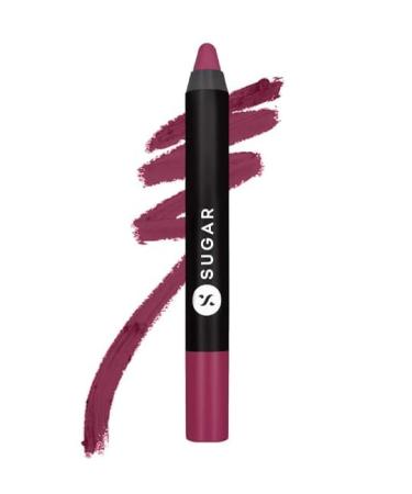 S.-UG'AR Matt'e C-osmeti'cs Crayon Lipstick with Sharpner Long-Lasting Upto 8+ Hrs 32 Miss Rosa-2.8gm.