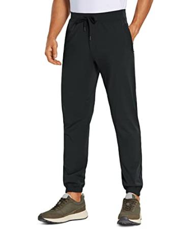 CRZ YOGA Mens 4-Way Stretch Golf Joggers with Pockets 28"/30"/32" - Work Sweatpants Track Gym Athletic Workout Hiking Pants 30 inches Large Black