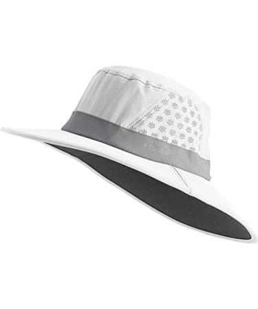 Coolibar UPF 50+ Men's Women's Fore Golf Hat - Sun Protective Large White/Steel Grey