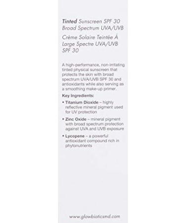 GLOWBIOTICS MD Tinted Sunscreen SPF 30 - Broad Spectrum UVA/UVB Mineral Sunscreen - 2 Fl Oz - Silver - Suitable for All Skin Types - Buy Online on GoSupps.com