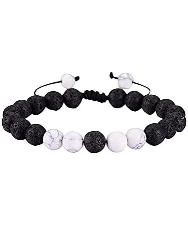 Turquoise Lava Rock Bracelet - 2pcs Aromatherapy Essential Oil Diffuser Adjustable Stress Relief Yoga Accessory | Healing Volcanic Stone Beads - Buy Online on GoSupps.com