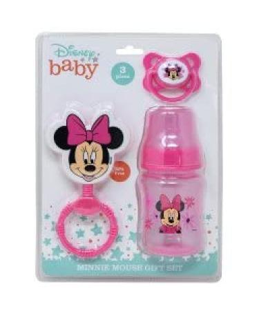 Cudlie Disney Baby Girl Minnie Mouse Bottle  Rattle & Pacifer Set