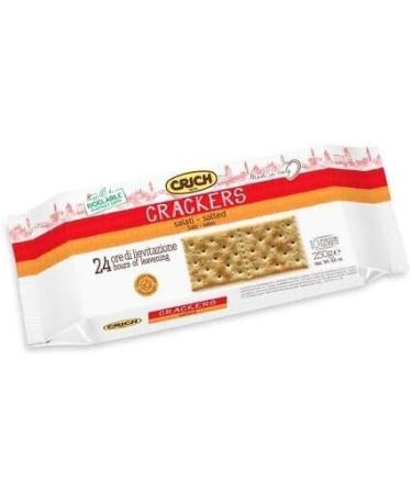 Crich Crackers Salati salati crackers with grains of salt and sourdough 250 g pack each pack contains 10 individual portions + 1 can of peach yoga iced tea 330 ml - Buy Online on GoSupps.com