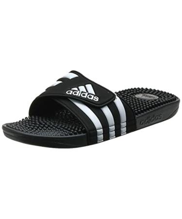 adidas Unisex-Adult Adissage Slides Sandal 11 Women/10 Men Black/White/Black