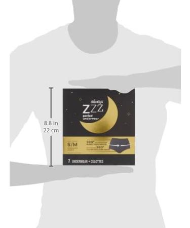 Always Zzzs Overnight Disposable Period Underwear For Women, Size  Small/Medium, Black Period Panties, Leakproof, 7 Count x 2 Packs (14 Count  total)