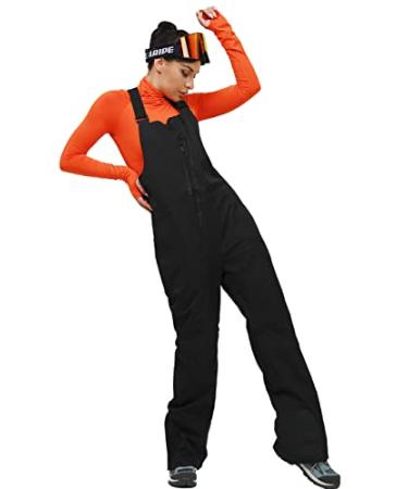 HOUZONIY Snow Bib Pants Unisex Waterproof Insulated,Womens Snow Overalls Suspenders,Men Ski Overalls for Winter Sports Black Medium