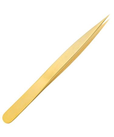 May - Tweezers for eyelash extension gold plated - Eyelash tweezers - Eyelash tweezers - fine straight tip - stainless steel