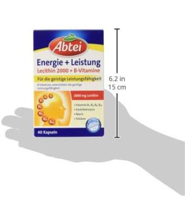 Abbey Energy & Performance - 2000 mg Lecithin + 7 B Vitamins | High-Dose Dietary Supplement for Focus & Mental Performance - 40 Capsules (1 Pack) - Buy Online on GoSupps.com