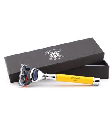 Haryali London Professional razor with 5 edges and aluminum handle for beard hair and mustache traditional barber grazing knife for men for perfect shave with box