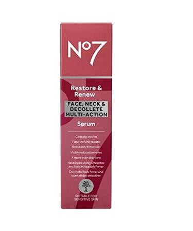 No7 Restore & Renew FACE, NECK & D?COLLET? MULTI ACTION Serum 75ml 2.54 Fl Oz (Pack of 1)