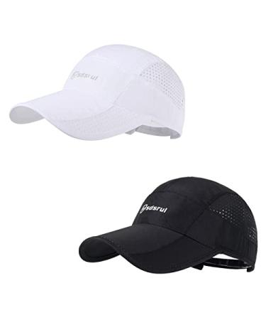 Geyanuo Running Hat for Women Men, Quick Drying Baseball Cap, Unstructured Mesh Outdoor Workout Hat, Sports Hat Black+white