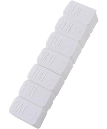 1Pc White Portable Travel Daily 7-Days Braille Pill Box Plastic Daily Pill Box Medicine Organizer Pill Box for Medicine Supplements Vitamin Medication Aid Personal Pill Organizers Health and Household